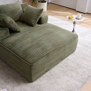 English Elm Oversized Corduroy Chaise Longue Sofa Bed — Modern Deep-Seat Sleeper with Armrests & Pillows for Compact Spaces Green W1752P264713