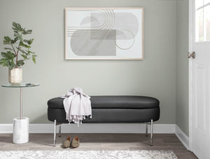 English Elm Chloe Glam Storage Bench with Flip-Top Faux Leather and Chrome Base — 49" Multi-Use Seating, 500 lb B202P223833