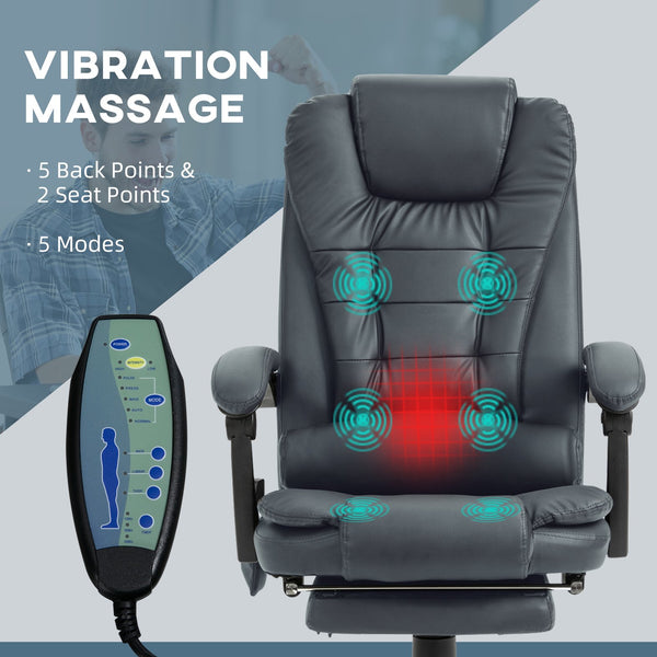English Elm Vinsetto 7-Point Vibrating Massage Office Chair with Recline, PU Leather, Lumbar Support, Blue W2225P173851