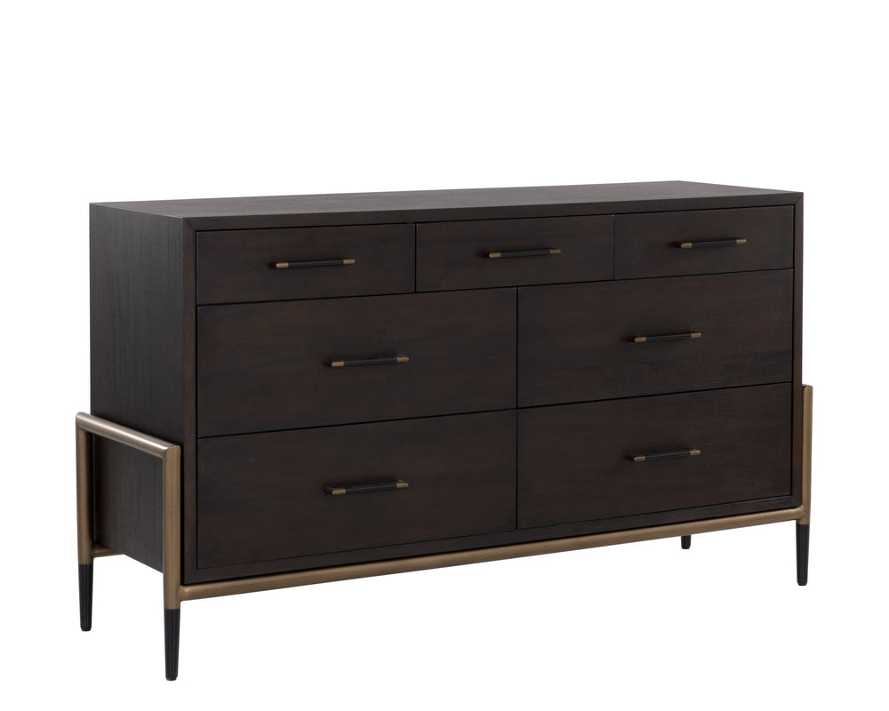 Sunpan Weldrick Dresser - Stylish Mid-Century Design with Soft Closing Drawers and Elegant Iron Handles Espresso