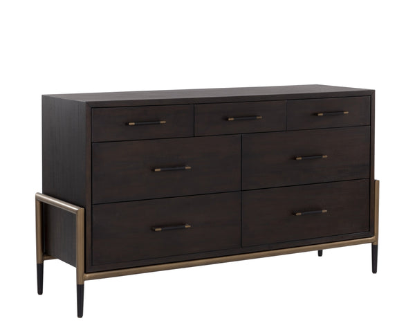 Sunpan Weldrick Dresser - Stylish Mid-Century Design with Soft Closing Drawers and Elegant Iron Handles Espresso