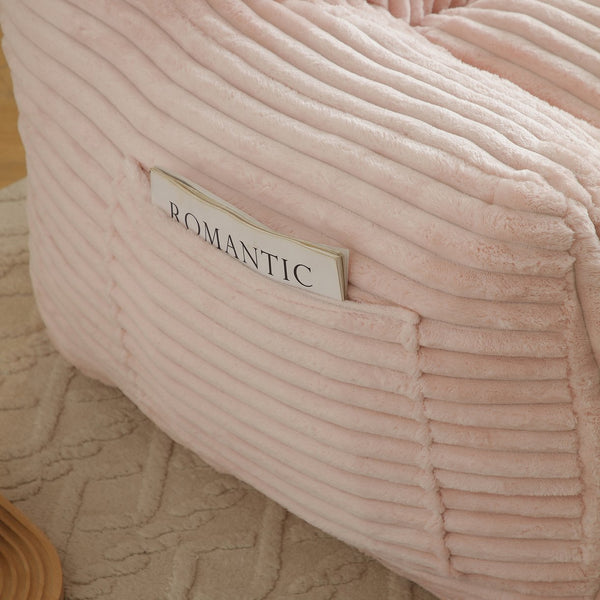 English Elm Giant Plush Bean Bag Chair with Armrests and Footstool for Ultimate Comfort, Durable Corduroy Lounge Sofa Pink W1117P309393