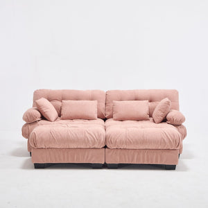 English Elm U Shaped Modular Sectional Sofa Flannelette Cloud Couch Deep Seat Plush Living Room Pink W2120S00028