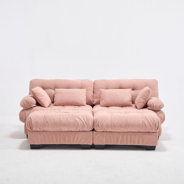 English Elm U Shaped Modular Sectional Sofa Flannelette Cloud Couch Deep Seat Plush Living Room Pink W2120S00028