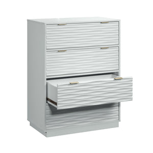 English Elm 4-Drawer Chest In Sleek White Finish With Gold-Tone Accents – Stylish Storage For Any Room! B356P402713