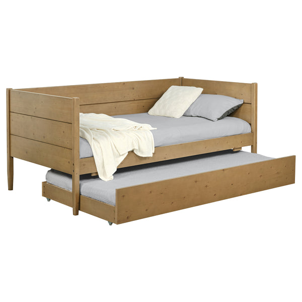 English Elm Stewart Twin Daybed With Trundle — Solid Natural Wood Frame, Warm Grain Finish, Space-Saving Guest Bed Setup B062S01300