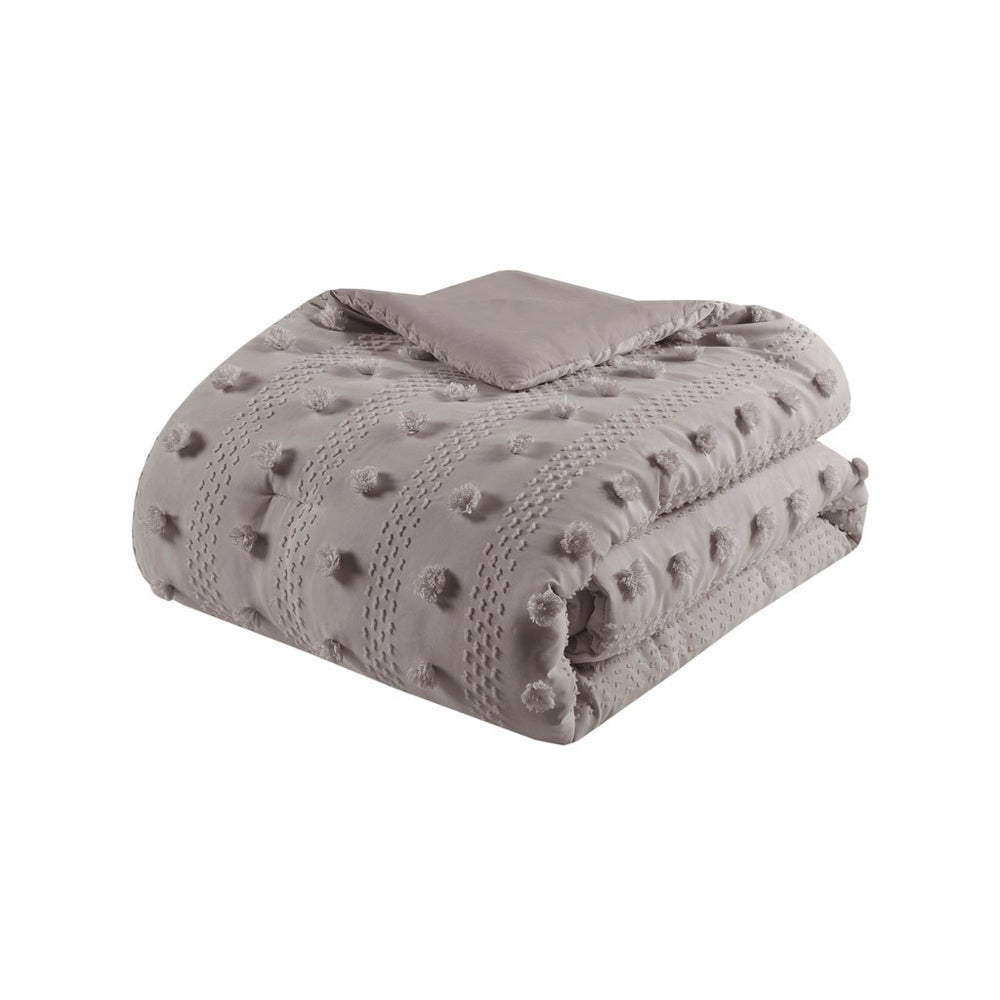 English Elm King/Cal King Lucy Clip Jacquard Comforter Set with Pompon Texture, Hypoallergenic, OEKO-TEX Certified, Antimicrobial Care Grey 9.84 L x 18.9 W x 9.84 H B035P148309