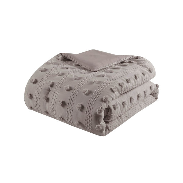 English Elm King/Cal King Lucy Clip Jacquard Comforter Set with Pompon Texture, Hypoallergenic, OEKO-TEX Certified, Antimicrobial Care Grey 9.84 L x 18.9 W x 9.84 H B035P148309