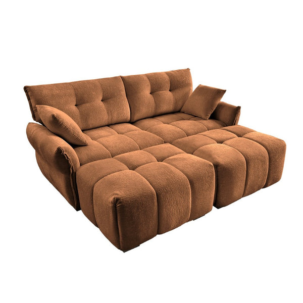English Elm 2 Seater Chenille Sofa with Ottomans Tufted Plush Couch for Apartment Living Room Burnt Orange W714S01661