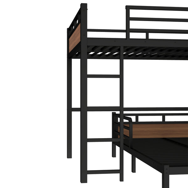 English Elm Full Metal Bunk Bed With Walnut Finish - Versatile Loft Style, Sturdy Design, Easy Assembly, Space-Saving W1580S00227