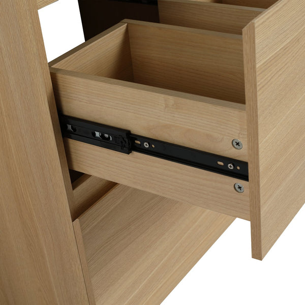 English Elm 24" Modern Bathroom Vanity with Single Undermount Sink, Engineered Wood, Waterproof Finish, 2 Drawers and Pre-Drilled Faucet Hole Oak W1972S00005