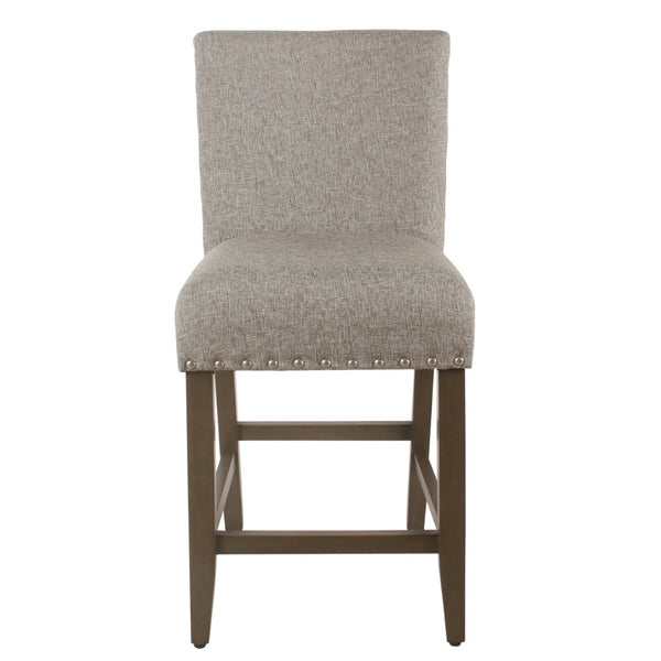 English Elm Fabric Upholstered Counter Stool with Nailhead Trim Solid Wood Frame Kitchen Seating B056P412648