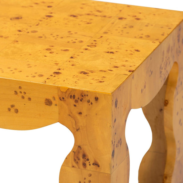 English Elm Modern Mappa Burl Wood End Table with Scalloped Edges for Living or Bedroom B2750P467814