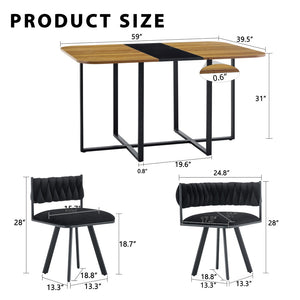 English Elm 7-piece Rectangular Dining Set Faux Marble Velvet Chairs Modern Apartment Table Black,Wood W3875S00130