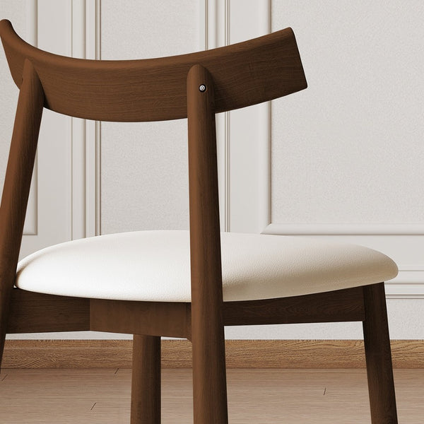 English Elm Set of 2 Armless Wood Dining Chairs Leather Cushioned Ergonomic Curved Back Dark Walnut W2700P388273