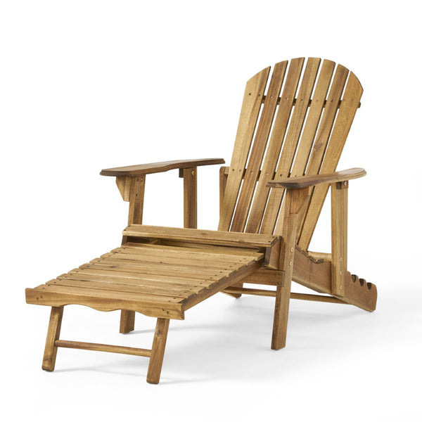 English Elm Malibu Acacia Wood Reclining Adirondack Chair with Built-in Footrest for Outdoor Lounging 57345.00NTLS