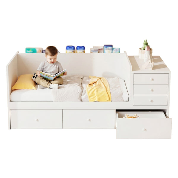 English Elm Convertible Crib Daybed with Changing Table Six Drawers Pine Wood Nursery Frame FF00001AAW