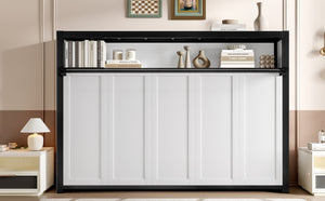 English Elm Twin Space-Saving Murphy Bed With Shelves – Stylish Foldable Metal Wall Bed For Compact Living Spaces W1580S00149-GIGA