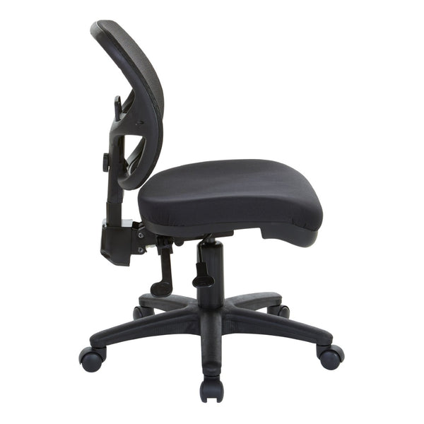 OSP Home Furnishings Ergonomic Armless Mesh Task Chair with Lumbar Support and Pneumatic Height Adjustment Coal 2902-30