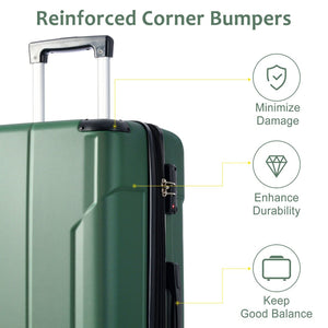English Elm Hardshell Abs Checked Suitcase with 360 Spinner Wheels Expandable Tsa Lock 28 Inch Green N730P296747F