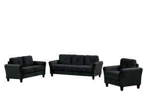 English Elm Couch Luxurious Black Velvet Sectional Set 1+2+3 - Modern Comfort For Stylish Living Spaces! W2121S00011