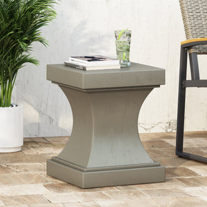 English Elm Christopher Knight Home® - ATHENA modern pedestal side table in lightweight concrete, minimalist outdoor/indoor accent, 17.25"w x 21.5"h Light Gray 67584.00LGRY