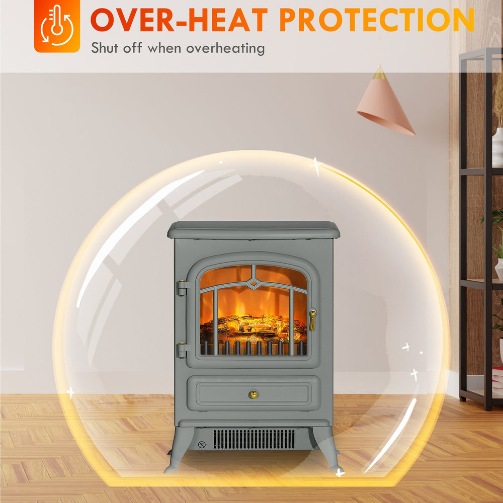 English Elm Homcom 22" Electric Fireplace Heater - Stylish Freestanding Stove With Realistic Led Flames & Safety Features W2225P249840