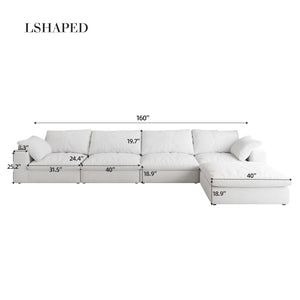 English Elm Cloud Modular Sectional Sofa – 160" L-Shaped Comfort Couch With Ottoman For Modern Living Spaces W2824S00011