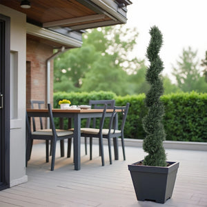 English Elm 6ft Spiral Topiary Cedar Artificial Potted Trees Porch Patio Entryway Accent 2 Pack W2945P390483