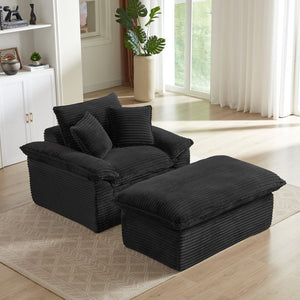 English Elm 51.97 modern cushioned compression single seat sofa with oversized footrest deep plush seating for comfort and support Black W3396P330952