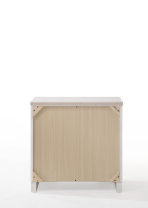 English Elm Naima White High Gloss Nightstand with Jewelry Drawer, Felt-Lined 3-Drawer Modern Accent Table B2726P261854
