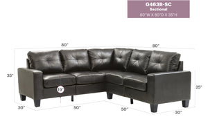 English Elm Glory Newbury G463B-SC Sectional Sofa - Compact PU Upholstery, Pocketed Coil Seats, Durable Frame Black 52 L x 30 W x 18 H B078S00037