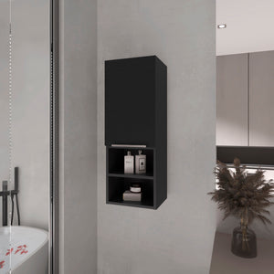 English Elm Milwaukee Black Medicine Cabinet with Mirror Door, 2 Interior Shelves & 2 Open Bottom Shelves, 32" H B128P148747