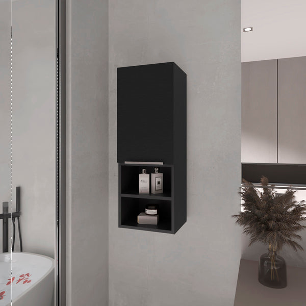 English Elm Milwaukee Black Medicine Cabinet with Mirror Door, 2 Interior Shelves & 2 Open Bottom Shelves, 32" H B128P148747