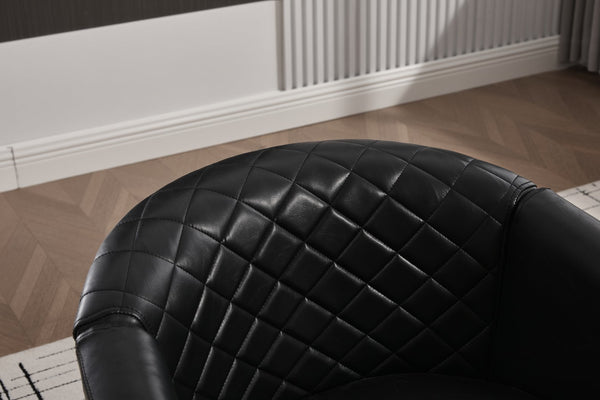 English Elm chair Quilted Diamond-Back Accent Chair with Nailhead Trim, Soft Tactile Upholstery & Solid Wood Legs Black PU W3515P326999