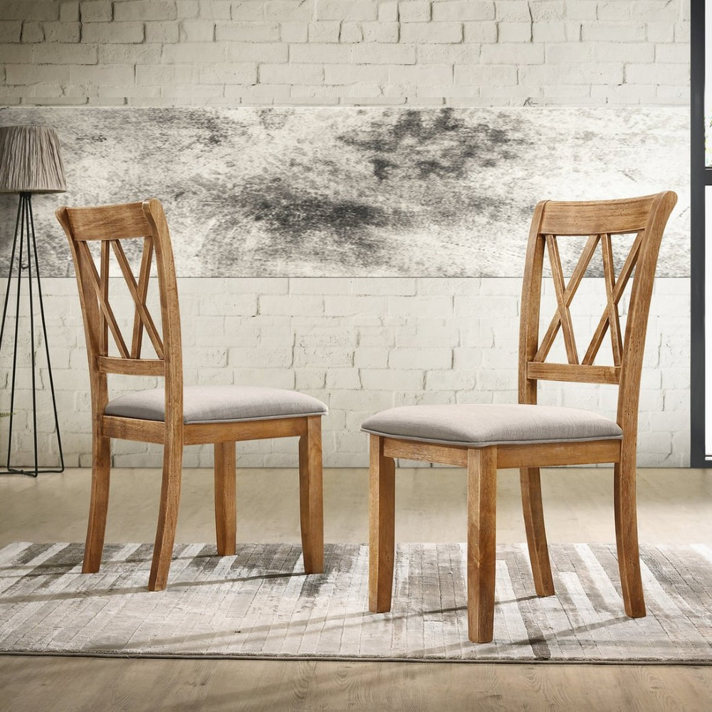 English Elm Windvale Cottage Oak Upholstered Dining Chairs Set of 2 for Farmhouse Tables T2574P164560