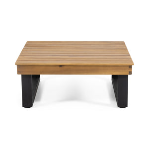 English Elm Christopher Knight Home® - SEBASTIAN Acacia Corner Chair & Coffee Table Set in Beige — Compact 33.5" Square, Stylish Durable Design 69414.00BGE