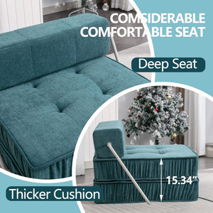English Elm Green Chenille Floor Sofa Convertible Futon Chair with Modular Sleeping Support Green W3612P376637