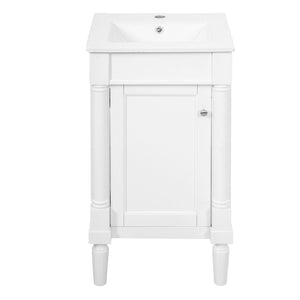 English Elm 18" French Style Vanity with Ceramic Sink Soft Close Door and Adjustable Shelf White N710P415332K