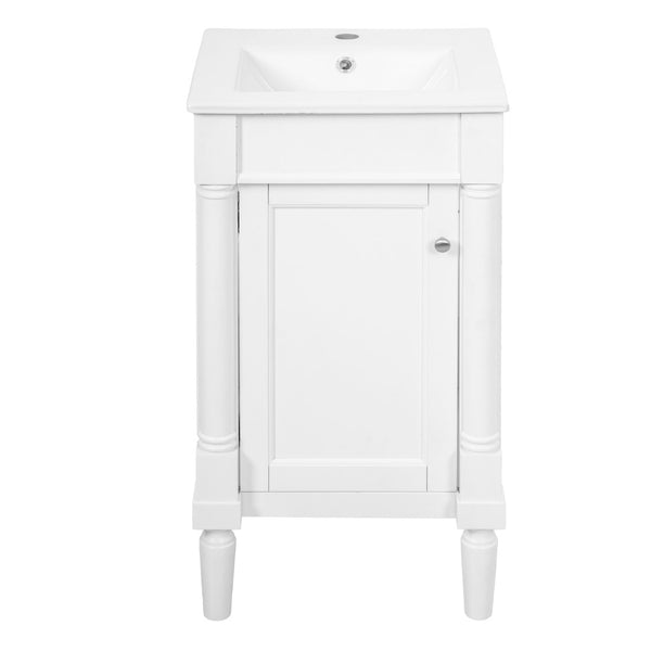 English Elm 18" French Style Vanity with Ceramic Sink Soft Close Door and Adjustable Shelf White N710P415332K