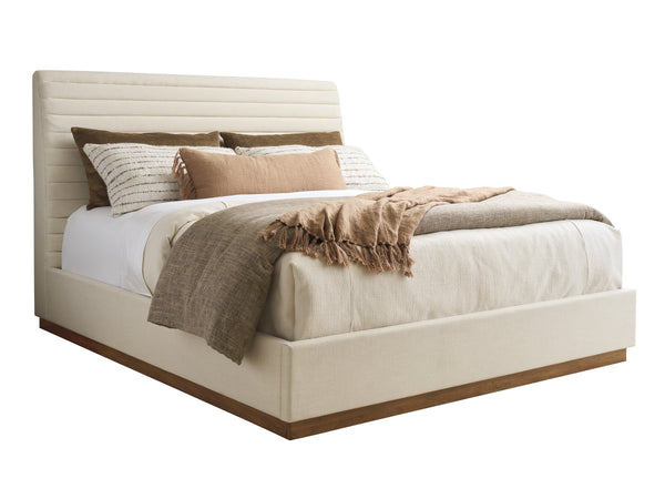 Lexington Coronado Upholstered King Bed with Fluted Headboard and Satin Gold Mid-century Accents 420-144C-60