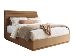 Lexington Coronado King Upholstered Headboard with Fluted Panels and Satin Gold Accent Trim 420-144UHB-60