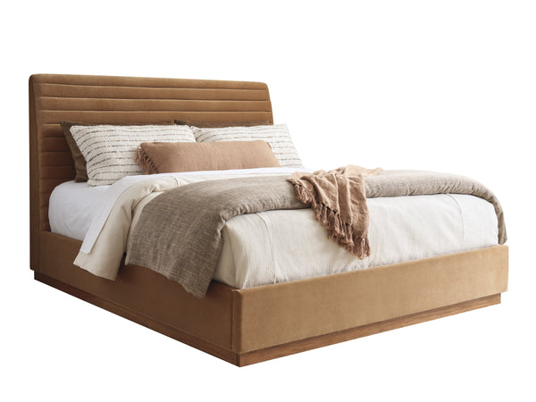 Lexington Coronado King Upholstered Headboard with Fluted Panels and Satin Gold Accent Trim 420-144UHB-60