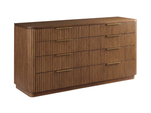 Lexington Belcourt Eight Drawer Double Dresser with Fluted Fronts and Satin Gold Hardware 420-222