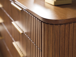 Lexington Belcourt Eight Drawer Double Dresser with Fluted Fronts and Satin Gold Hardware 420-222