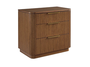 Lexington Mission Bay Fluted 3 Drawer Nightstand with Marble Accents and Satin Gold Hardware 420-621