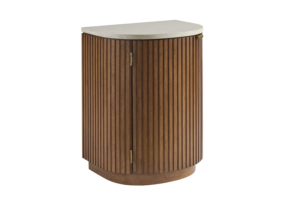 Lexington Aviara Demilune Nightstand with Marble Top Fluted Detail and Satin Gold Accents 420-623