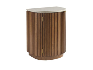 Lexington Aviara Demilune Nightstand with Marble Top Fluted Detail and Satin Gold Accents 420-623