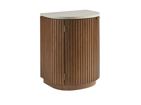 Lexington Aviara Demilune Nightstand with Marble Top Fluted Detail and Satin Gold Accents 420-623