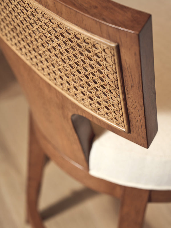 Lexington Calavera Woven Cane Swivel Counterstool with Upholstered Seat and Satin Gold Accents 420-895-01